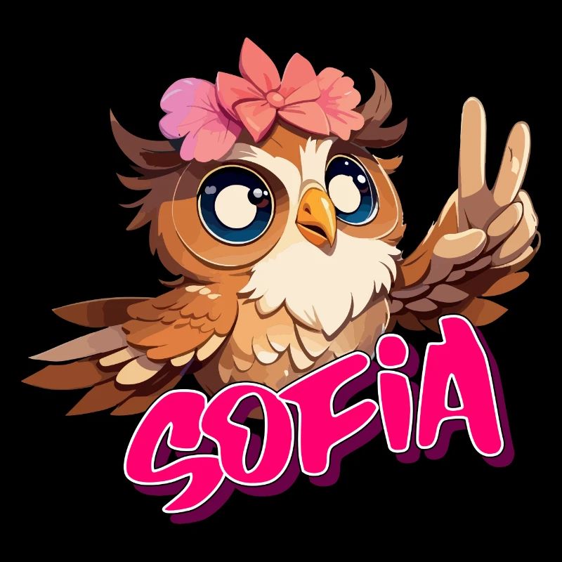 SOFIA - Beau nom de fille avec un hibou mignon