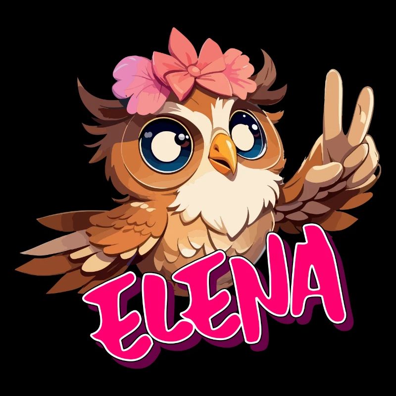 ELENA - Schöner Mädchen Name mit süßer EULE