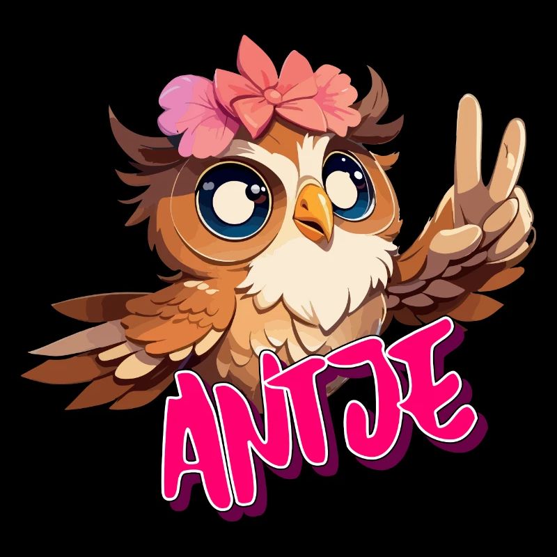 ANTJE - Schöner Mädchen Name mit süßer EULE