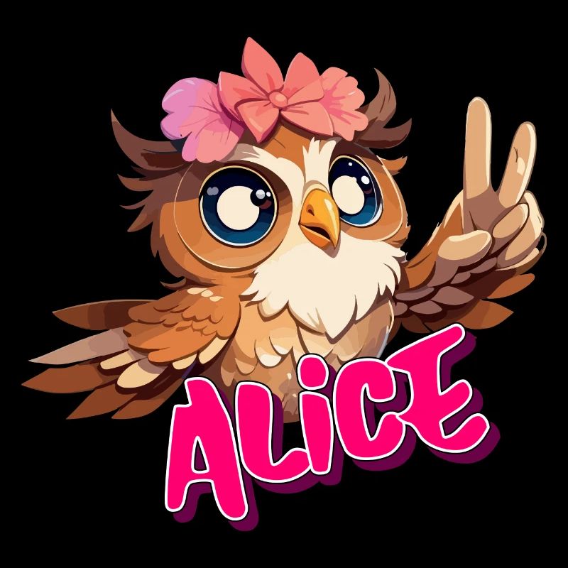 ALICE - Schöner Mädchen Name mit süßer EULE