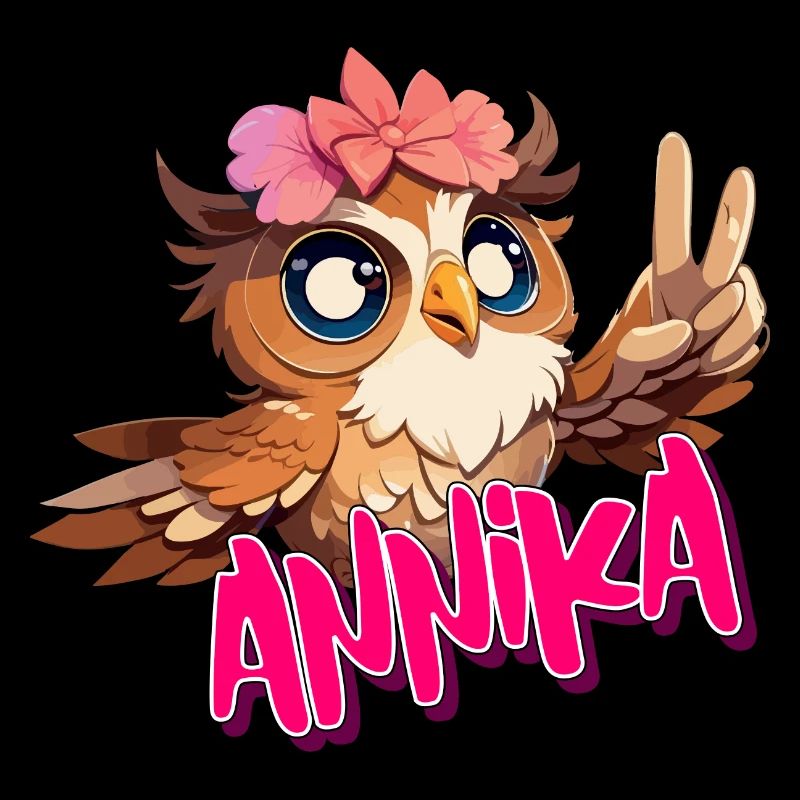 ANNIKA - Schöner Mädchen Name mit süßer EULE