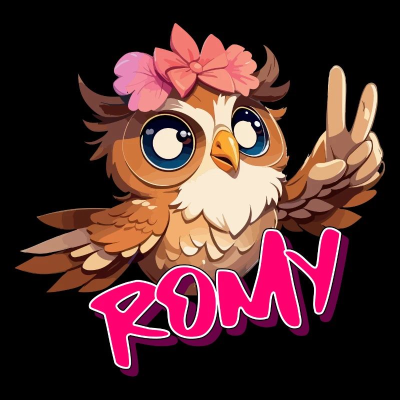ROMY - Schöner Mädchen Name mit süßer EULE