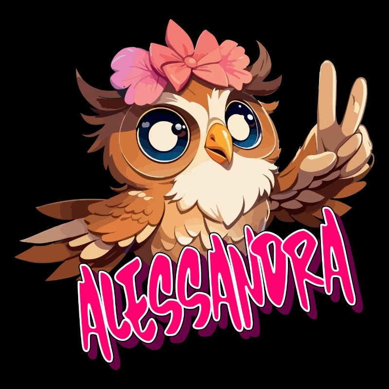 ALESSANDRA - Schöner Mädchen Name mit süßer EULE