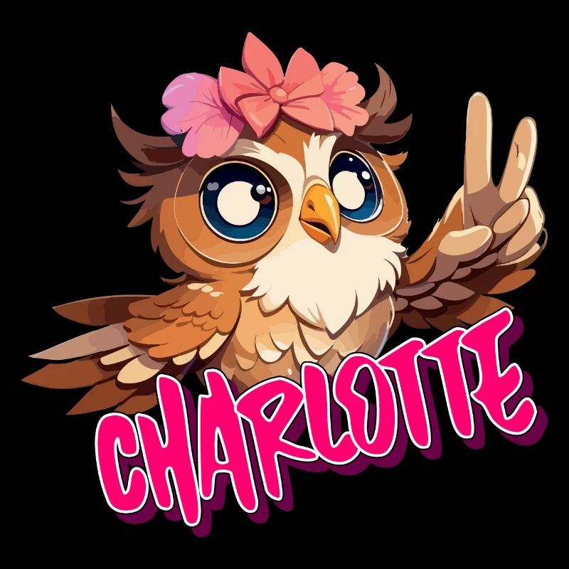 CHARLOTTE - Schöner Mädchen Name mit süßer EULE