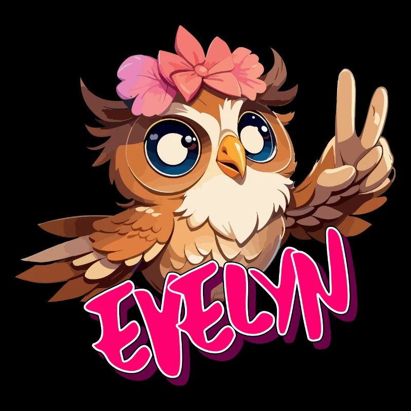 EVELYN - Schöner Mädchen Name mit süßer EULE