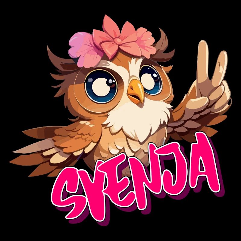 SVENJA - Schöner Mädchen Name mit süßer EULE