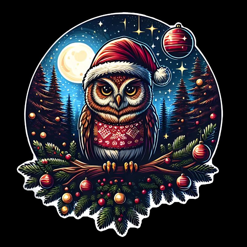Hibou de Noël dans la forêt d’hiver