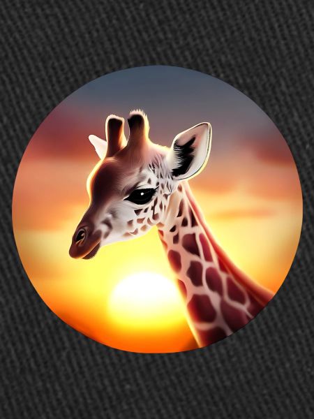 Young giraffe in sunset