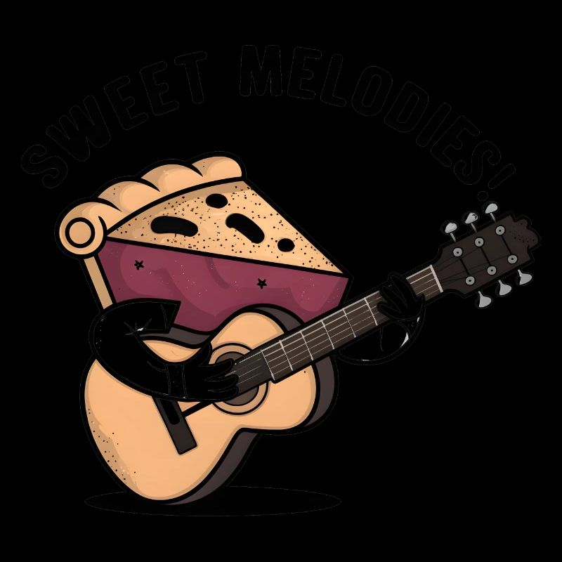 Pie Playing Guitar Art - Sweet Melodies! Design