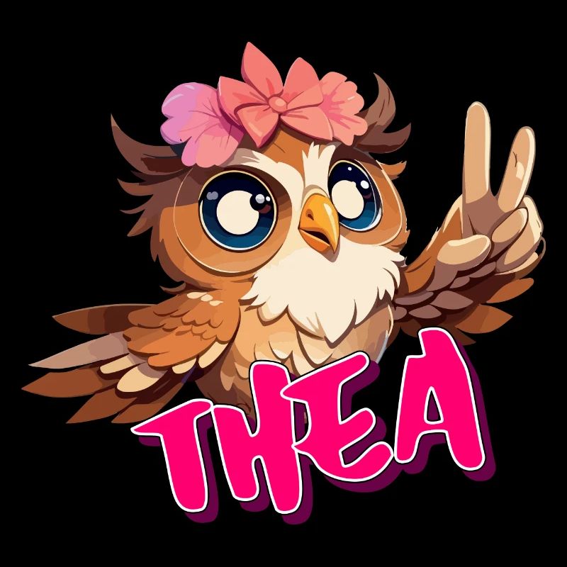 THEA - Schöner Mädchen Name mit süßer EULE