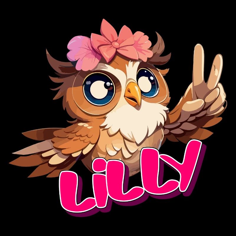 LILLY - Schöner Mädchen Name mit süßer EULE