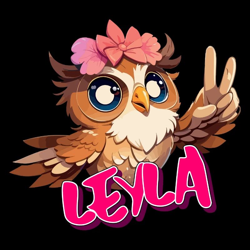 LEYLA - Schöner Mädchen Name mit süßer EULE