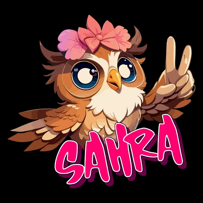 SAHRA - Schöner Mädchen Name mit süßer EULE