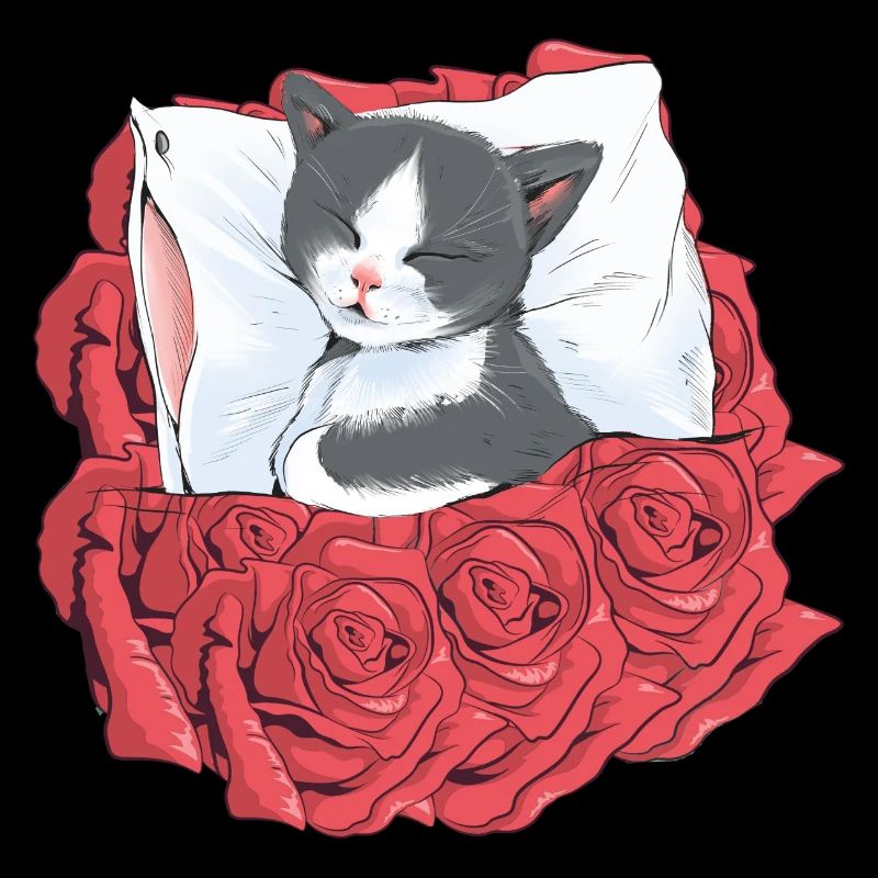 Chat Roses Chats endormis Chaton Bonne nuit