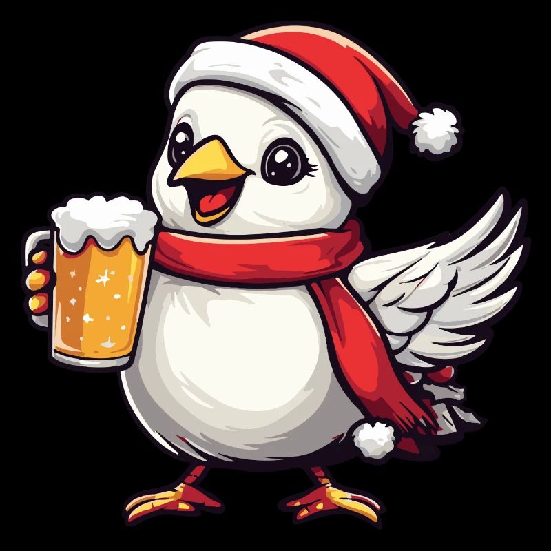 Colombe oiseau Noël bière drôle