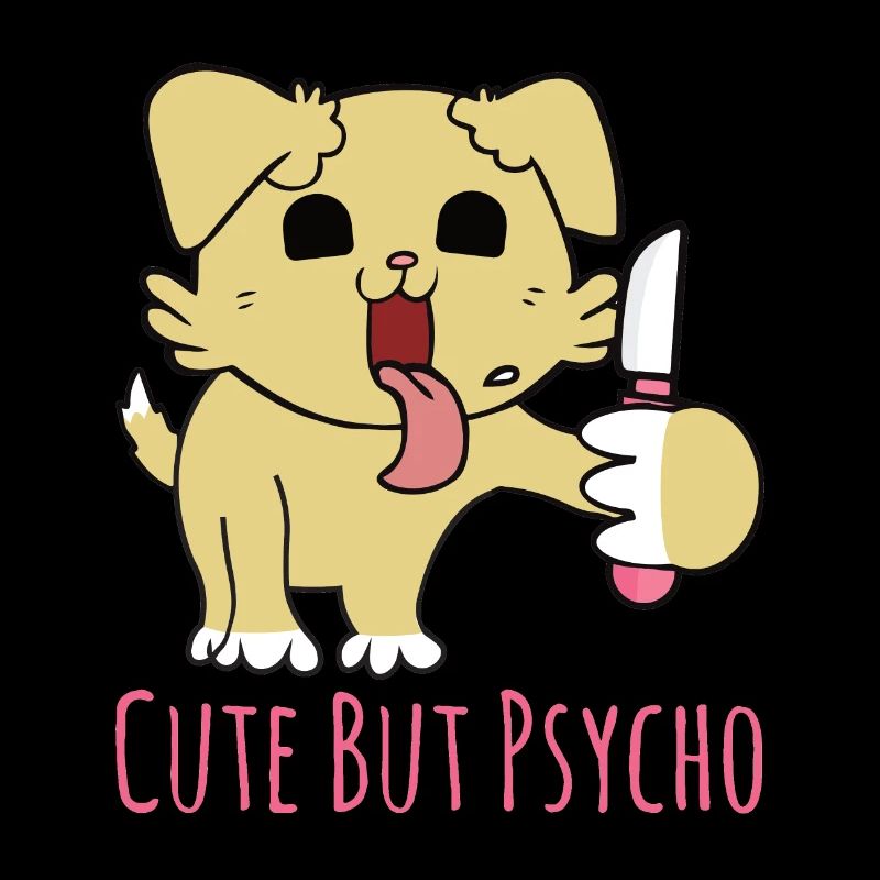 Mignon mais psycho - chien avec un couteau