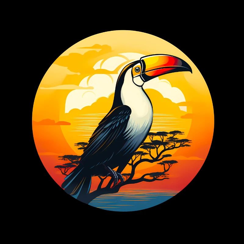 Toucan au coucher du soleil