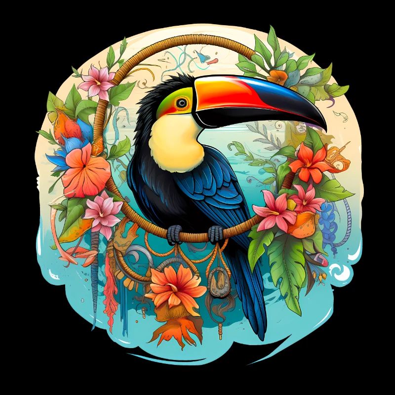 Toucan avec capteur de rêves