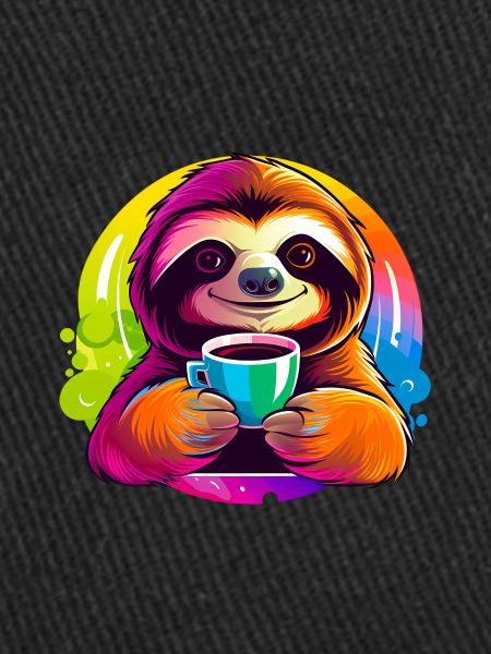Cute sloth drinking coffee