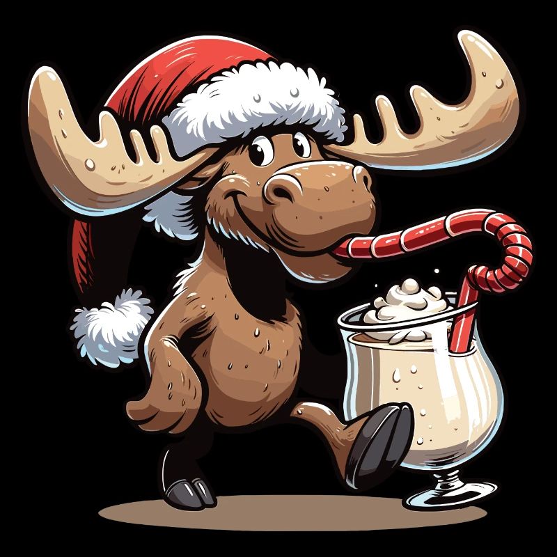 L’orignal Rudolph L’orignal de Noël boit du lait de poule