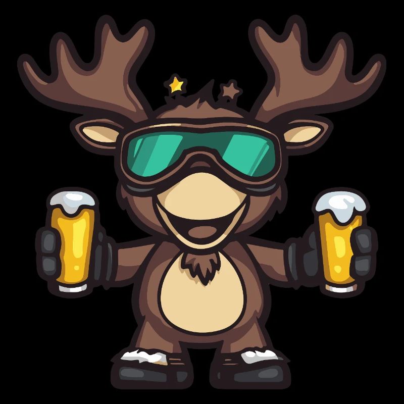Elch Apres Ski Bier Comic