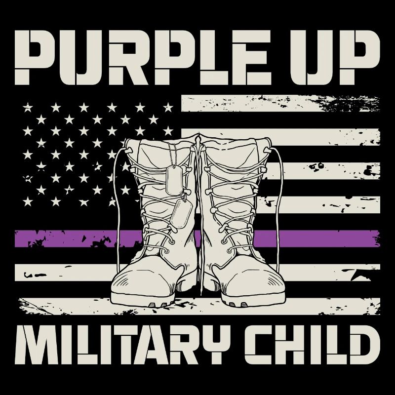 Lila up Tee militaire Mois de l’enfant militaire US -amer