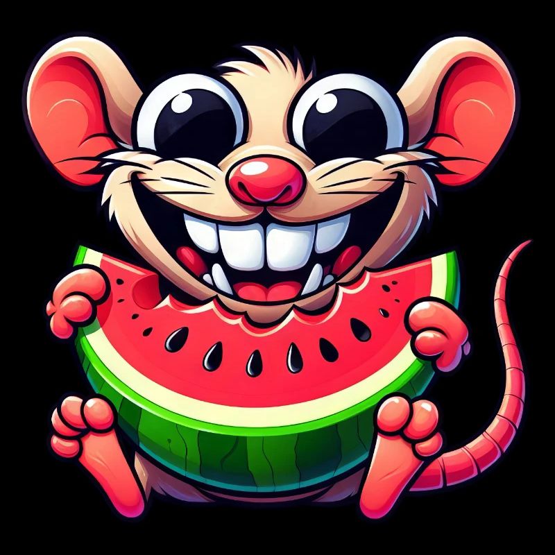 Cute Mouse Fruit Cartoon Water Melon Rodent