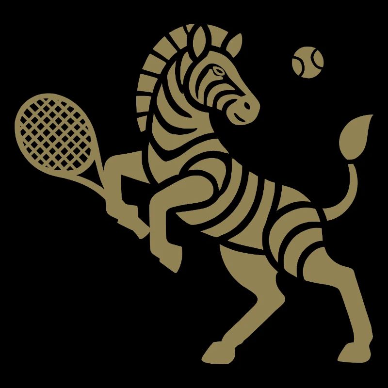 Zebra Tennis Silhouette Minimalist Design