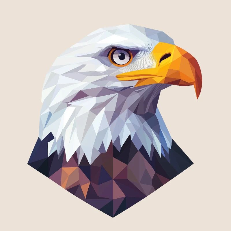 Conception du logo Low Poly de la tête d’aigle