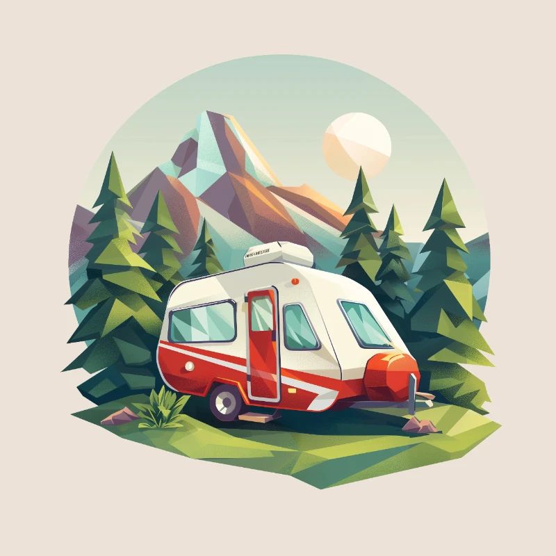 Camping à l’ancienne – Moderne dans un look low poly