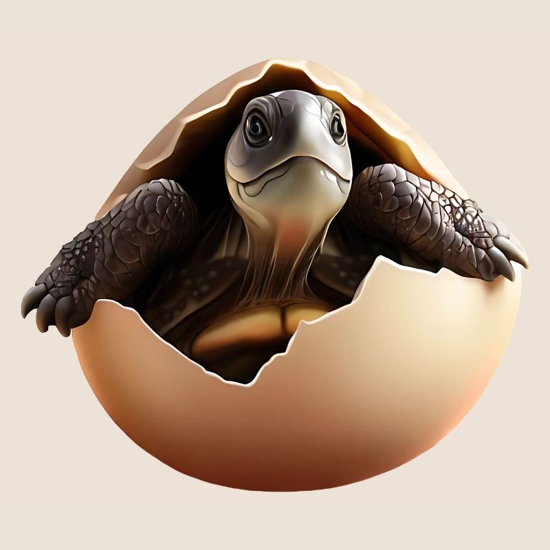 La tortue éclot de l’œuf