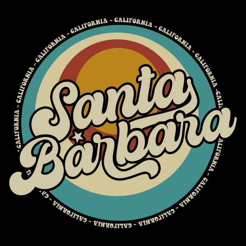 Santa Barbara California Sunset Retro
