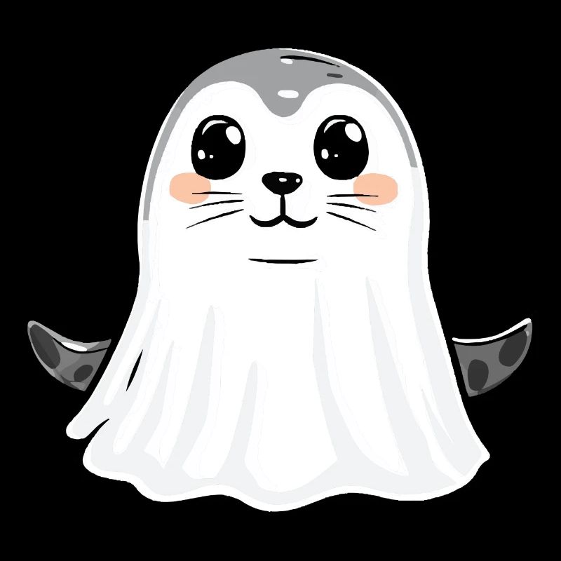 Seal Animal Halloween Comic Ghost