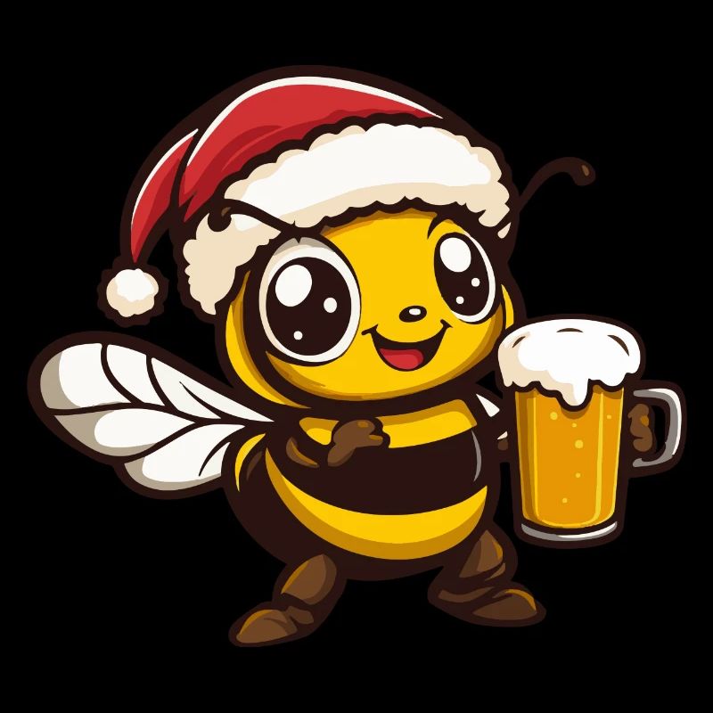 Bee Christmas Beer Funny