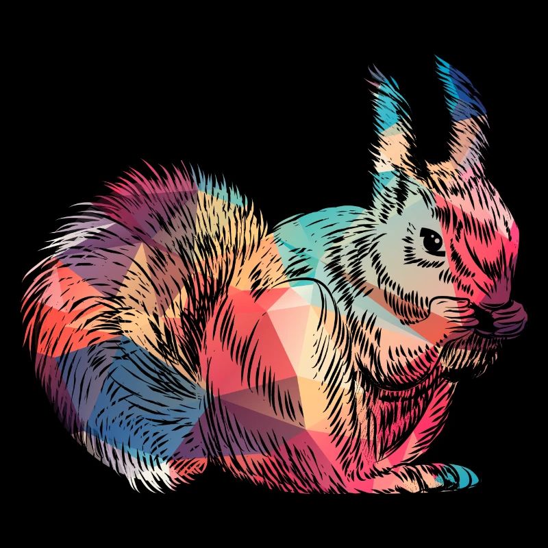 Bunte Eichhörnchen Kunst Retro Nagetier