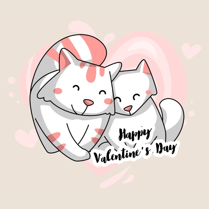 Chat motif Saint-Valentin