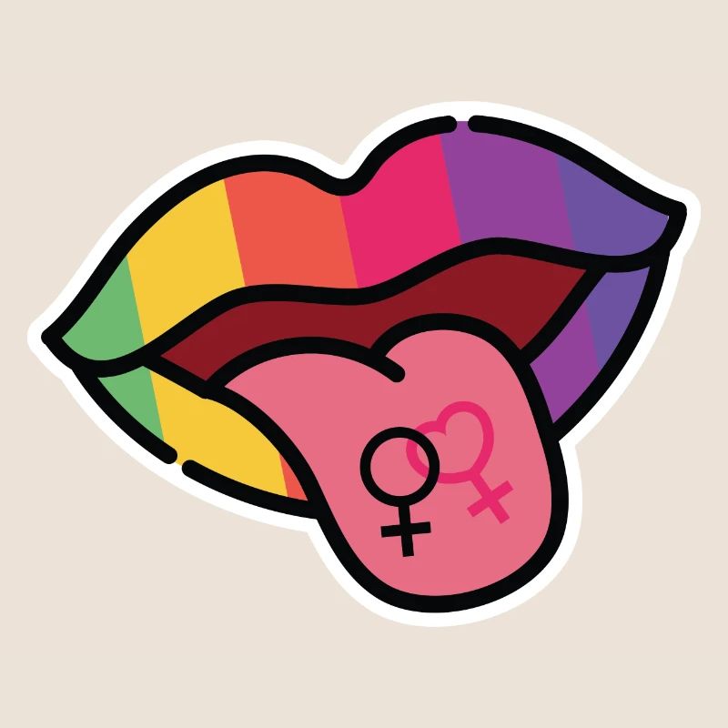 Lesbisch, Mund, Zunge, Regenbogenfahne, CSD