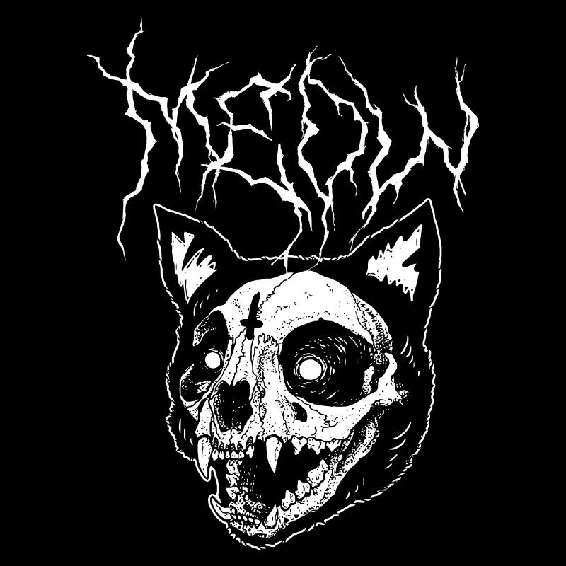Meow Kitty Cat Black Métal