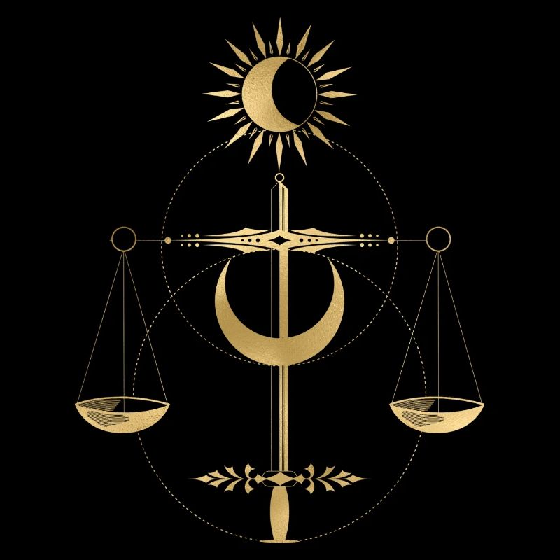 Justice de style Tarot Balance dorée