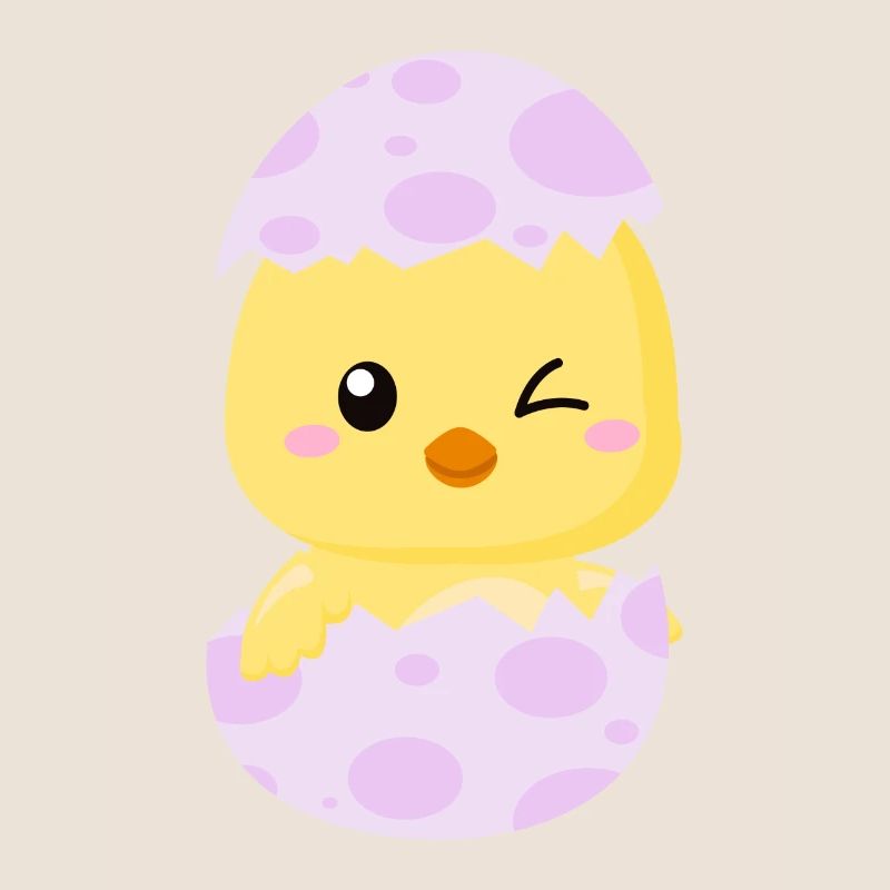 Cute little chick in an egg shell