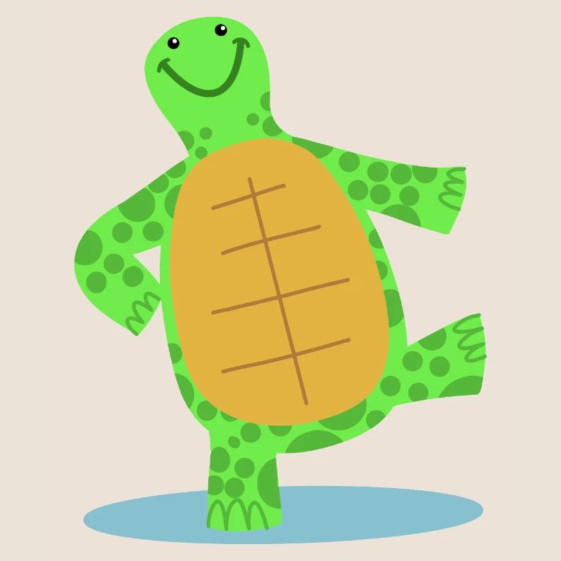 Hand drawn dancing turtle