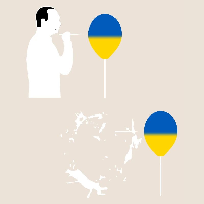 Un ballon ukrainien éclate Poutine (Blanc)