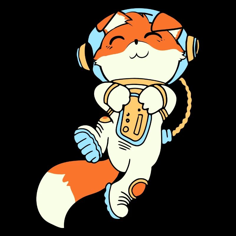 Mignon renard de dessin animé en astronaute dans l’espace
