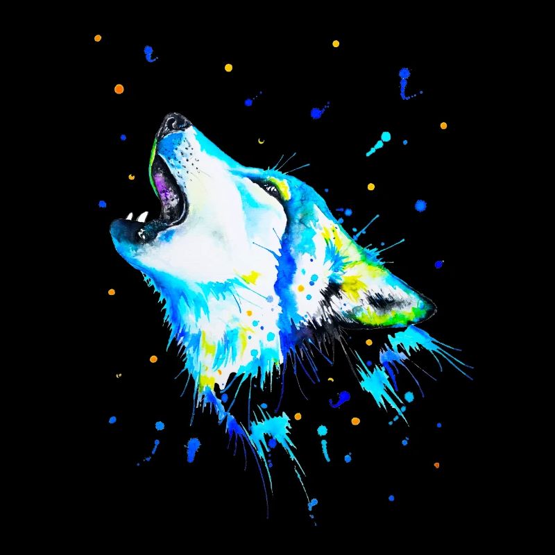 Blue howling wolf