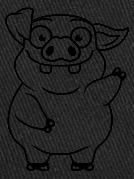 Comic waving funny pig