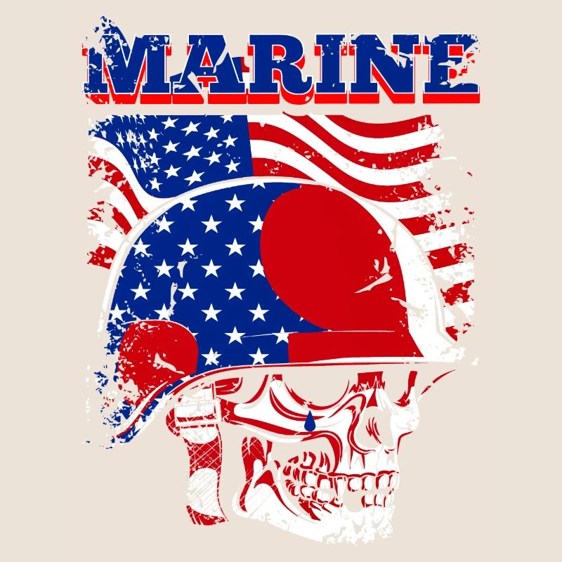 Ein beängstigender Marineschädel mit US Flagge