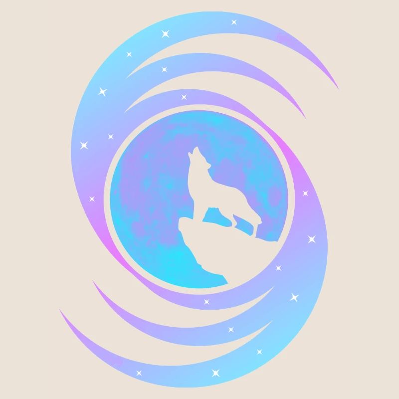 Wolf howling at the moon in the galaxy