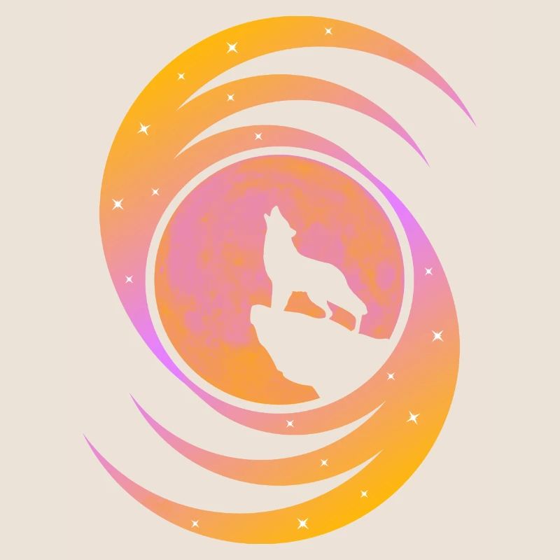 The wolf howling at the moon – Orange