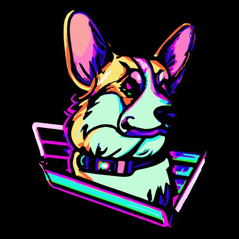 Retro Corgi Synthwave Dog Welsh