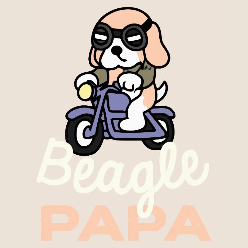 Beagle Papa Biker Hund Papa Geschenk Retro